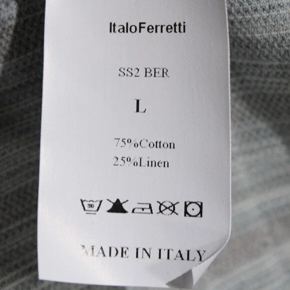 Italo Ferretti NWT Chino / Bermuda Shorts Size L in Blue & Gray Cotton & Linen
